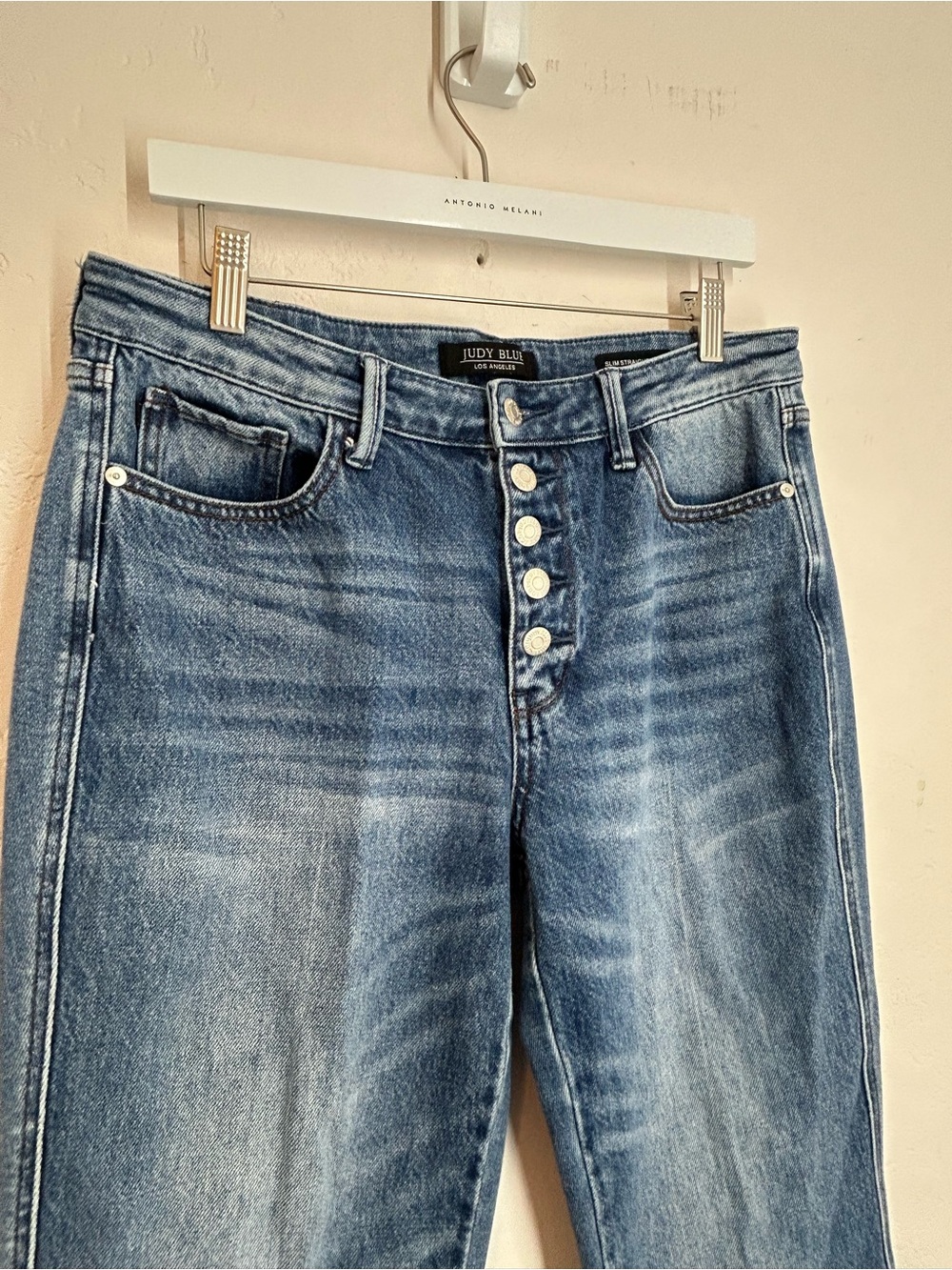 Judy Blue Slim Straight Rigid Mid Rise Button Fly Denim Jeans Sz 30/11 JB881011 - Picture 4 of 11